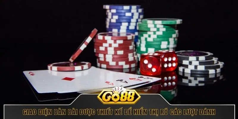 Giao diện bàn bài được thiết kế để hiển thị rõ các lượt đánh